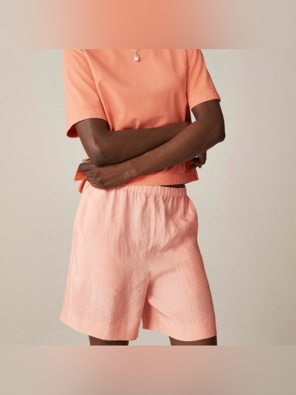 J. Crew 7" Stratus short in textured satin Blushed Peach CI586 Extra Large
